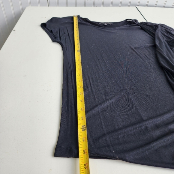 Banana Republic Womens Black Short Sleeve Shirt Top Rayon Drape Detail Thin Sz M - Picture 8 of 8